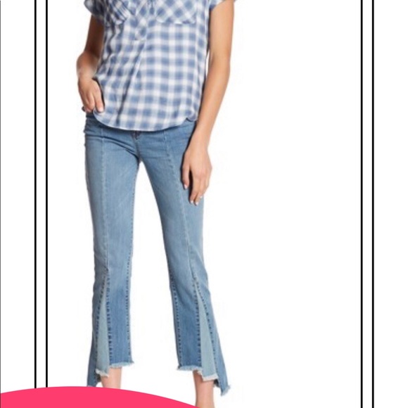 William Rast Color Block Flare Cropped Jeans - Picture 6 of 8